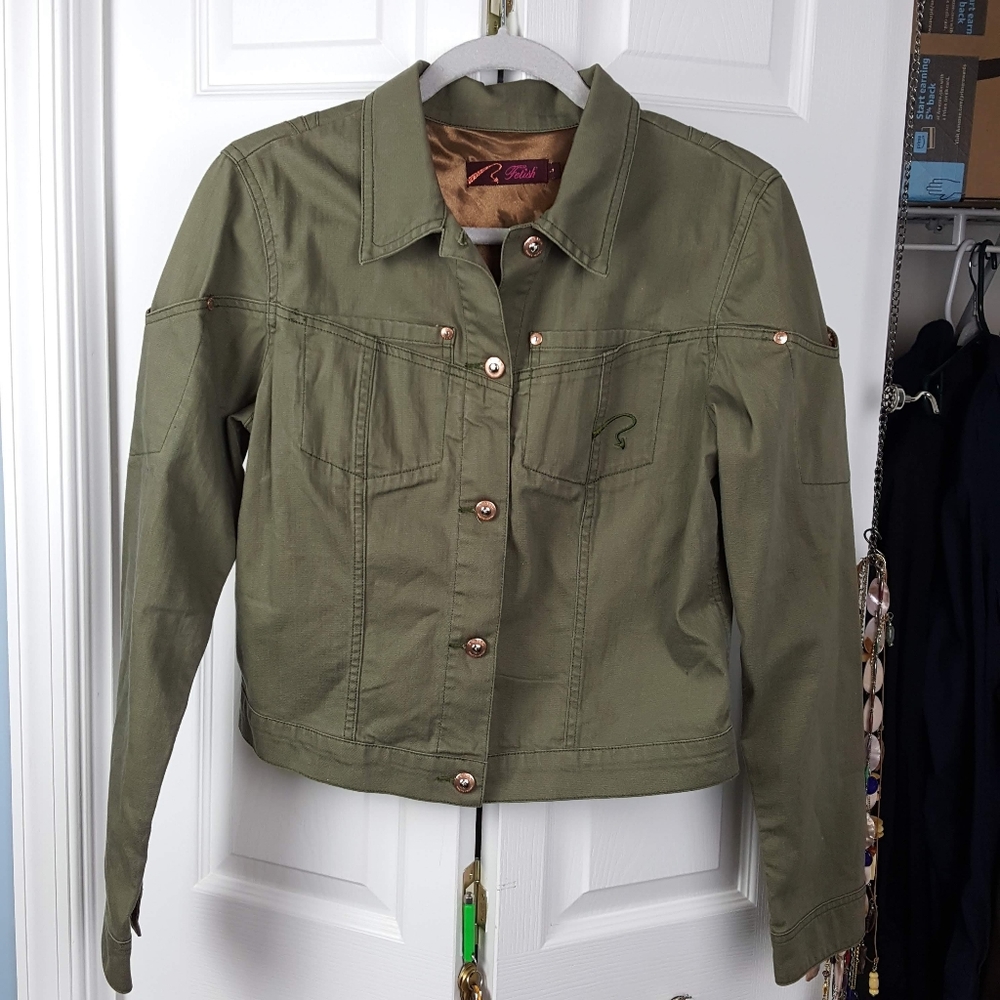 Fetish Brand Dark Olive Large canvas button up jac